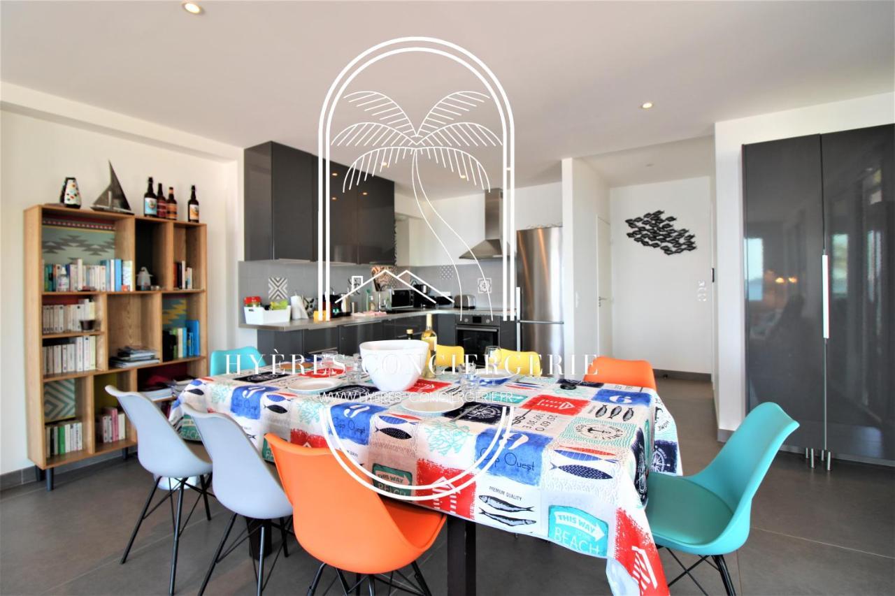 Villa Antoine Appartement Rdj Vue Mer Clim Wifi Parking Plage 50M La Garonne Le Pradet Bagian luar foto