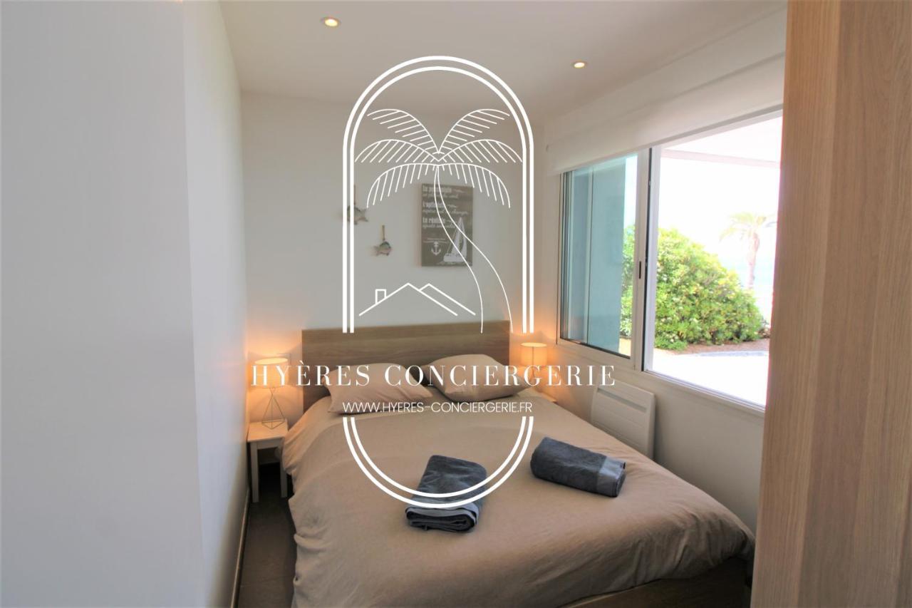 Villa Antoine Appartement Rdj Vue Mer Clim Wifi Parking Plage 50M La Garonne Le Pradet Bagian luar foto