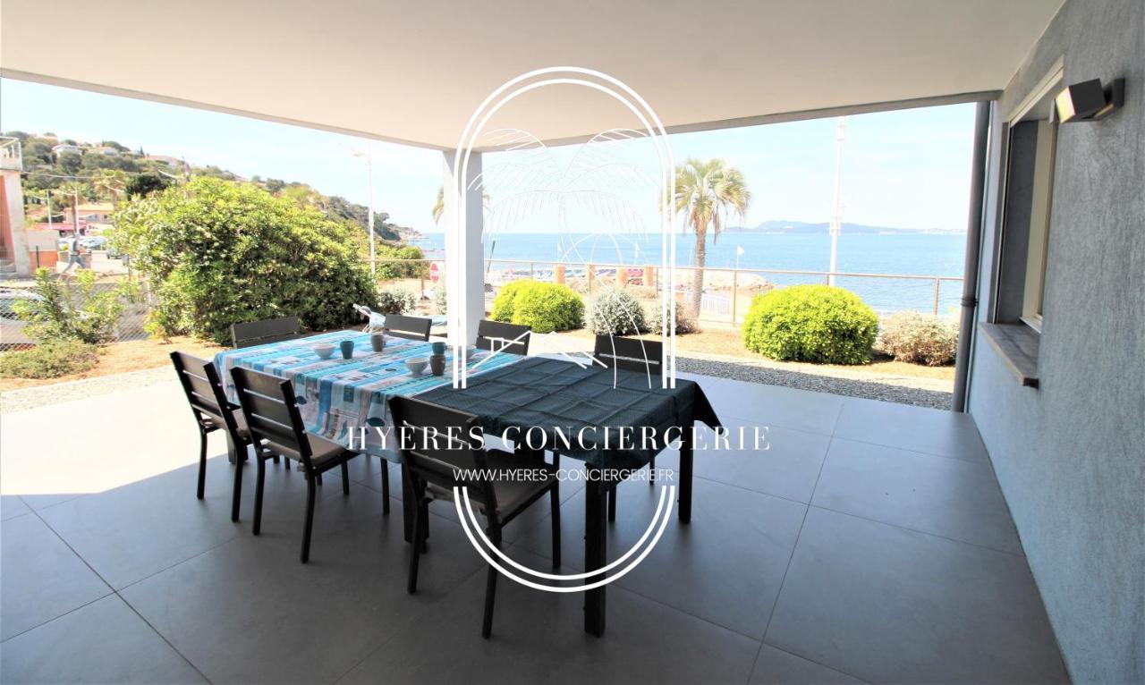 Villa Antoine Appartement Rdj Vue Mer Clim Wifi Parking Plage 50M La Garonne Le Pradet Bagian luar foto