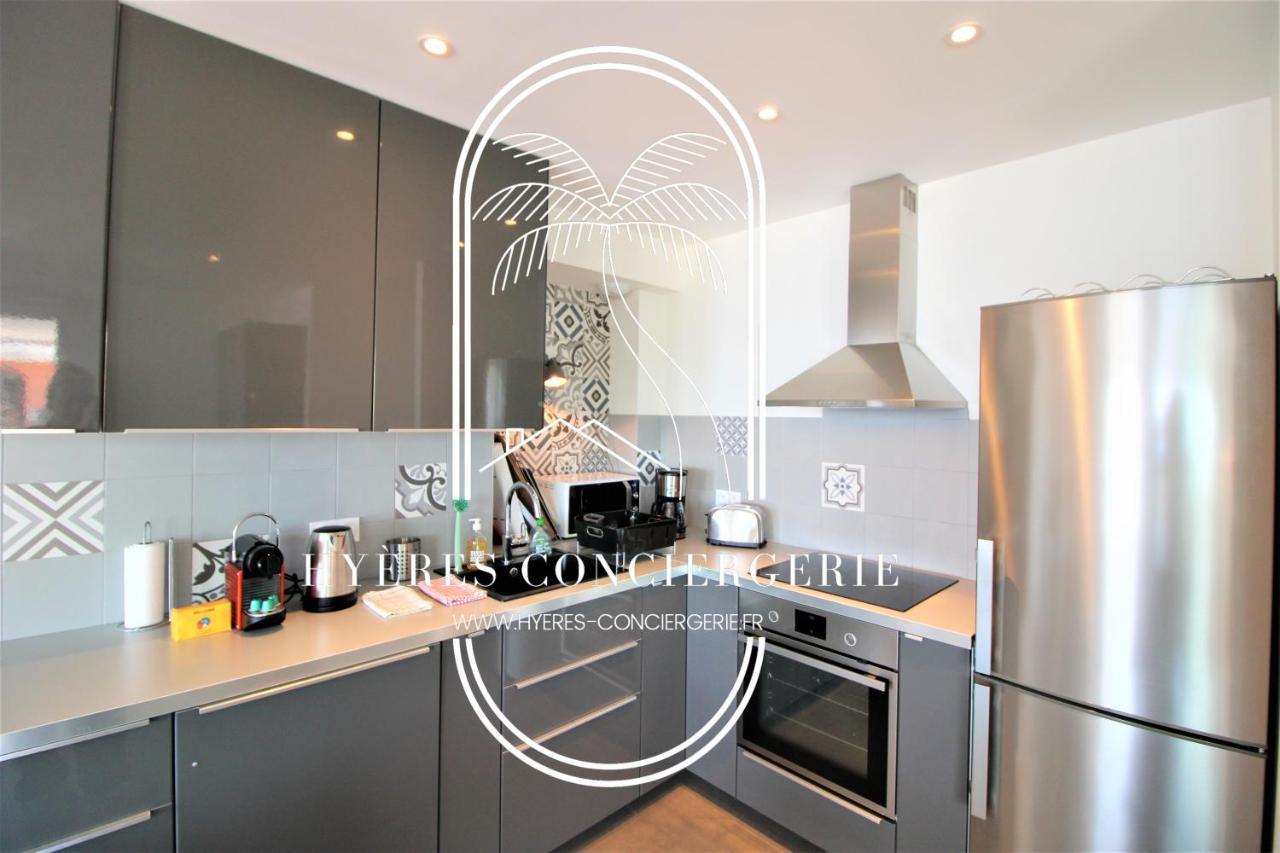 Villa Antoine Appartement Rdj Vue Mer Clim Wifi Parking Plage 50M La Garonne Le Pradet Bagian luar foto